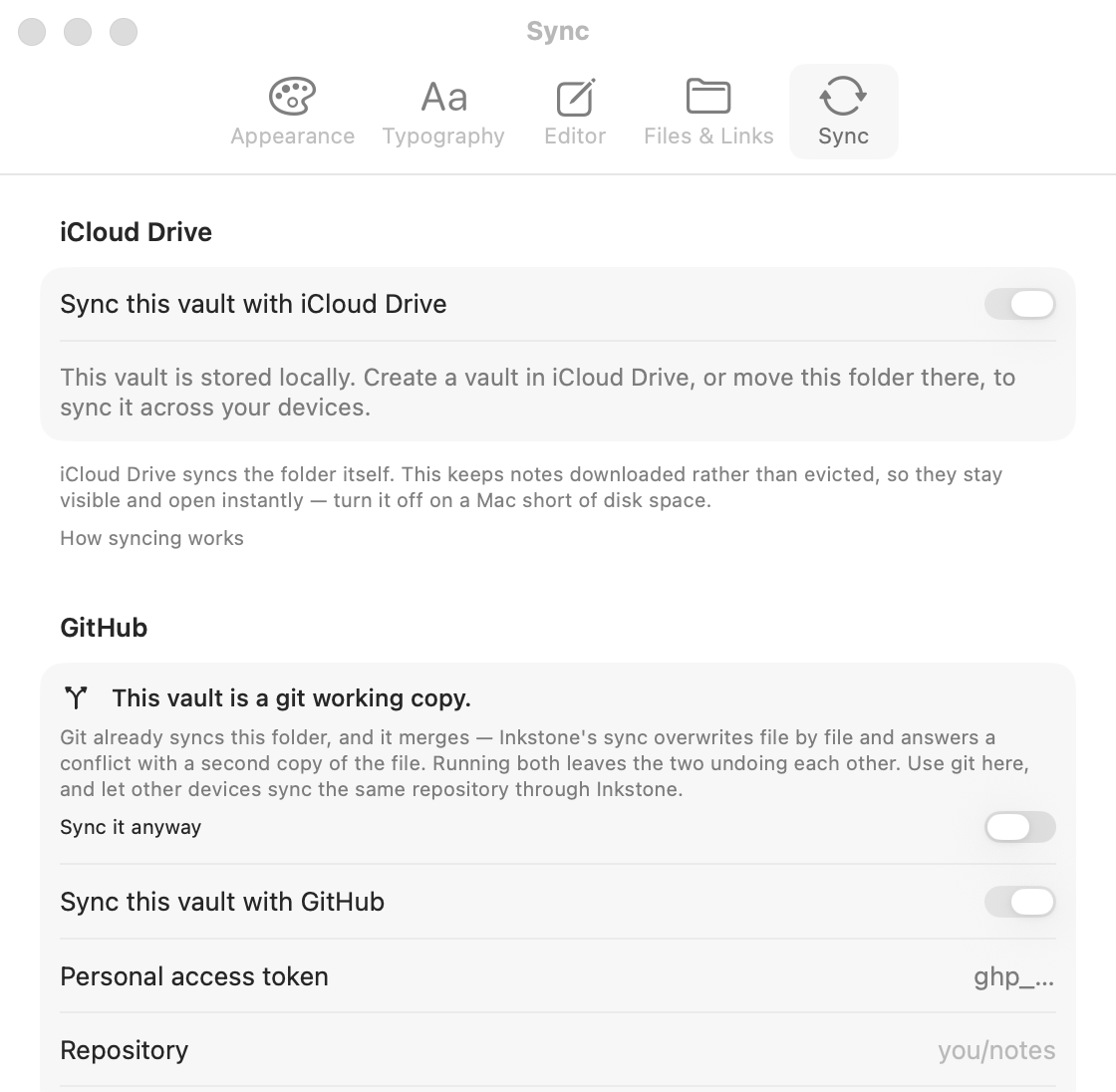 对一个 git 已经在同步的 vault 显示的提示